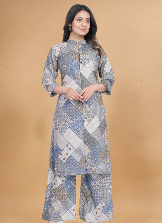 Mundra Cot Suit Printed,Lightweight Relaxed Fit Plaazo Pair