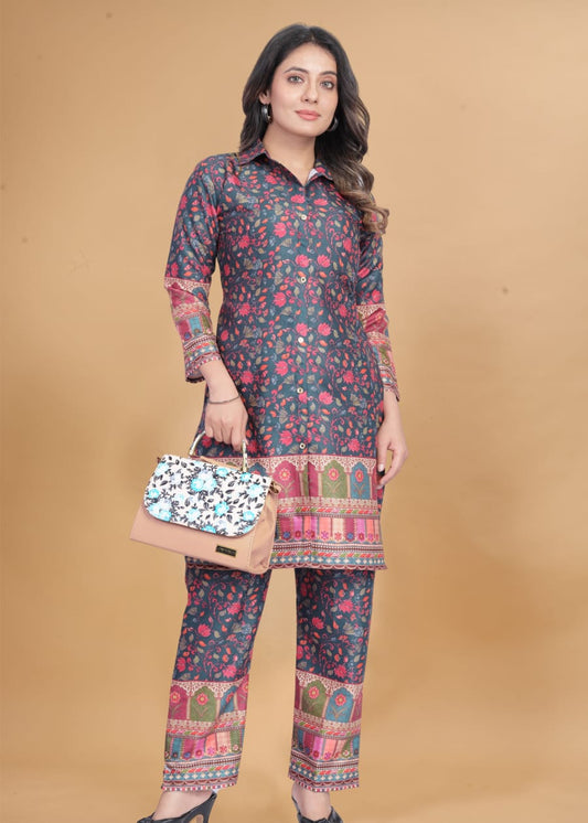 Printed Pure Cotton Collor Suit Multi Color