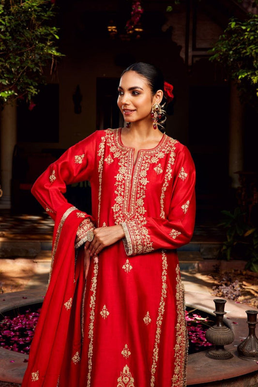 Indoori Silk Chanderi lined with mul mul and Salwar Set