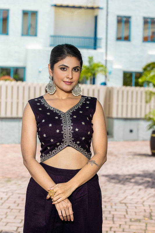 Embroidered Ready to Wear Pajama & Choli with Coti