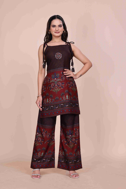 Co-ord Set Printed Kurti with Palazzo, Comfortable Wear