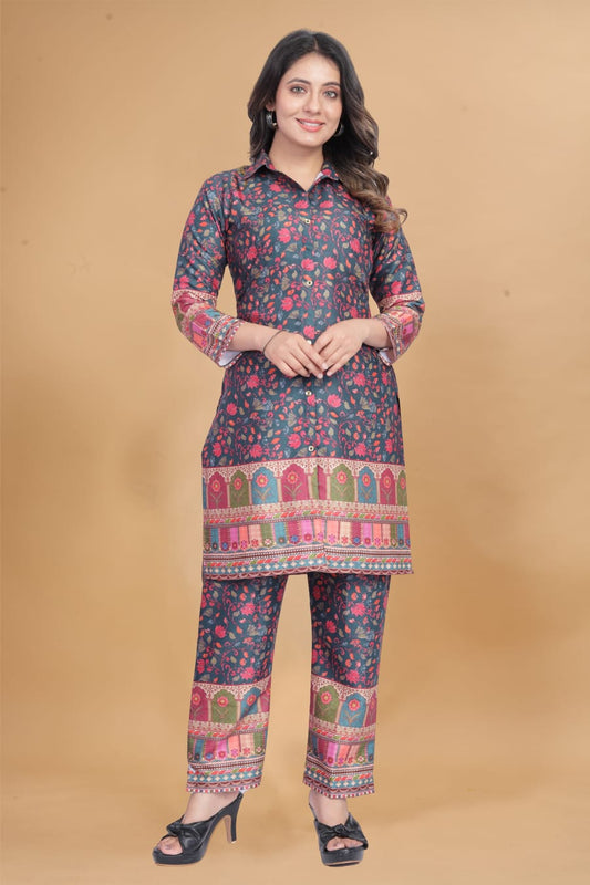 Printed Pure Cotton Collor Suit Multi Color