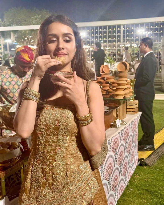 Shraddha Kapoor Golden Embroidered Sharara Set