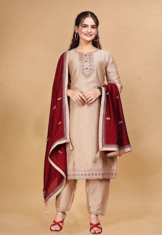 Royal's Embroidery Anarkali Kurti and Pajama with Dupatta
