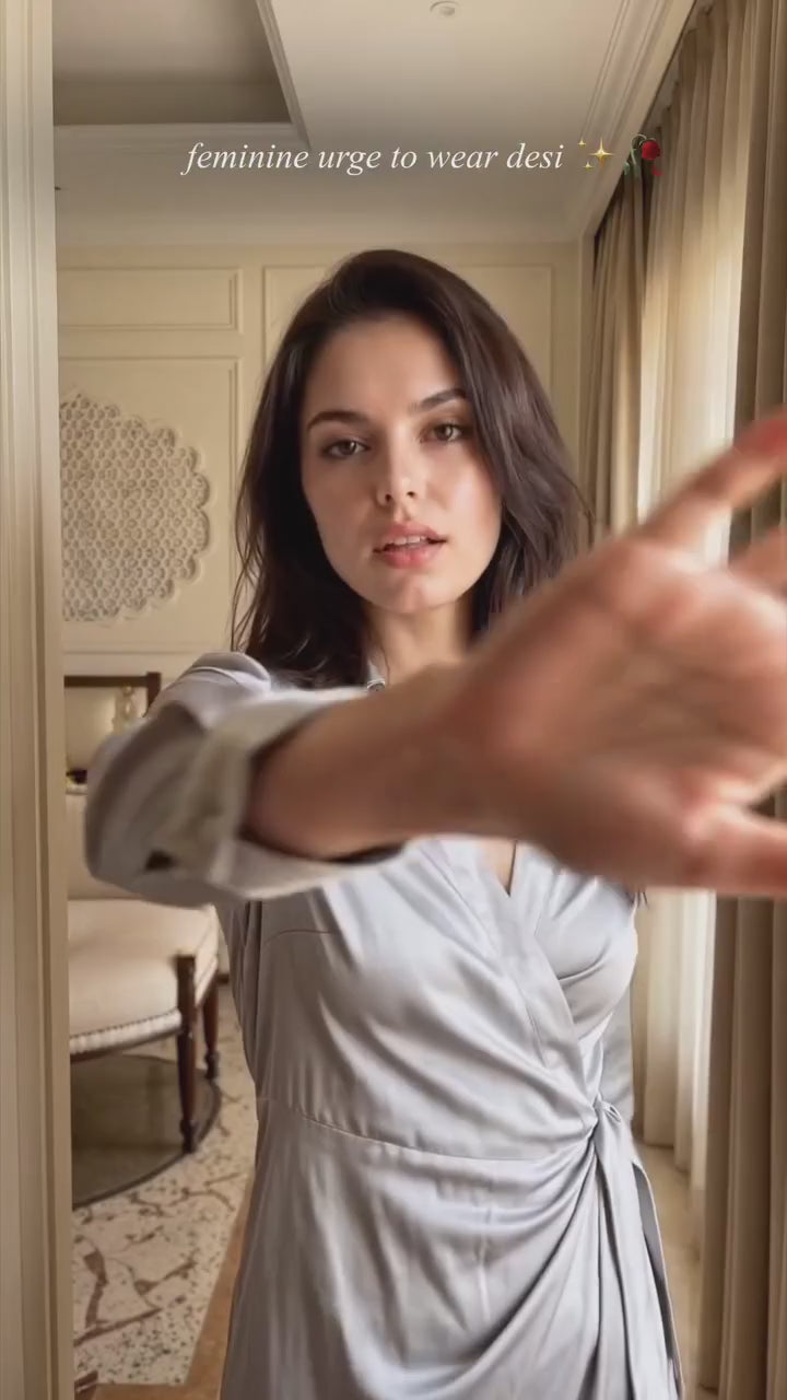 Russian Silk Kurti with Embroidery neckline & Dupatta suit set